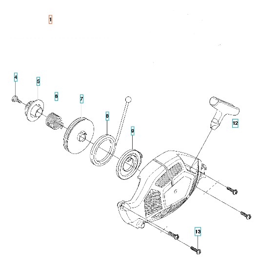 Startgerät Husqvarna 439 in der Gruppe Ersatzteile / Ersatzteile Motorsägen / Ersatzteile Husqvarna 439 bei GPLSHOP (5793098-01)